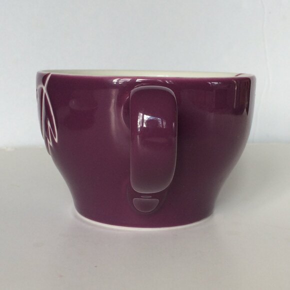 Starbucks 2007 Coffee Tea Mug Cup Saucer Set Purple White Leaf 10 oz - Picture 2 of 10